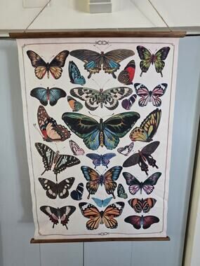 Creative Co-Op Butterfly Burlap & Wood Scroll Wall Decor 29-3/4" x41-1/2" DA9259